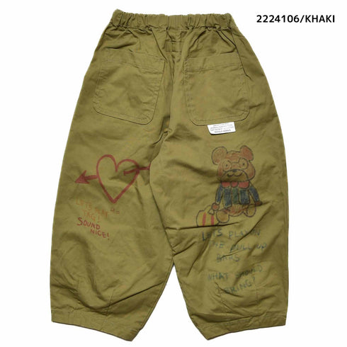 【100~120】★NEEDLEWORKS★ギャバ落書きタックワイドパンツ(2224106)